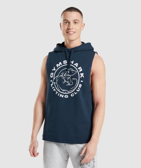 Men's Gymshark Legacy Drop Arm Hoodie Navy | NZ 4LPDIU